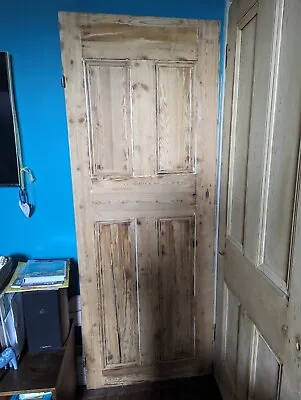 Vintage Old Wooden/ Stripped Pine 4 Panel Internal Door • 0.99£