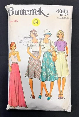Butterick 4067 Misses Skirt in 4 Styles Original 1970's Pattern Waist 30" Cut - Image 1 of 2