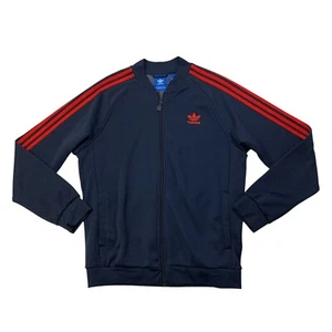 Adidas Track Jacket Mens L Large Navy Red Originals Superstar Soccer Warm Up - Picture 1 of 11
