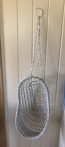 Vintage White Wicker Hanging Doll Swing/Basket 20” X 12” Cover
