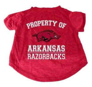 ARKANSAS RAZORBACKS DOG CAT PROPERTY OF T SHIRT COTTON SMALL MEDIUM LARGE XL - Picture 1 of 1