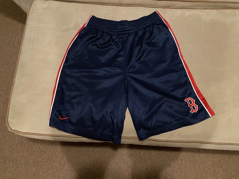 Men’s Nike Boston Red Sox MLB Flat Front Athletic Shorts Blue/Red Size Medium Cover