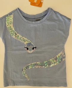 NWT Girls 4T Gymboree Iridescent SNAKE Cotton Blue Sequins Sleeveless SHIRT TOP - Picture 1 of 2