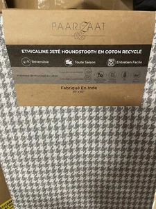 Manta de diente de gallo de algodón reciclado Paarizaat Ethicaline 50""x60"" gris teniente - Imagen 1 de 2
