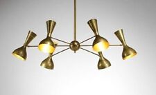 Stilnovo Style Chandelier Sputnik Light Italian Chandelier Raw Brass Shades Bras