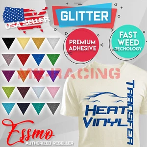 ESSMO™ Glitter Heat Transfer Vinyl HTV Sheet T-Shirt Iron On Press Weed Easy 20" - Picture 1 of 83
