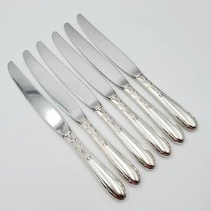 6 Mid-Century Sterling Handled Knives 9 1/8” No Monogram Scandinavian Style - Picture 1 of 14