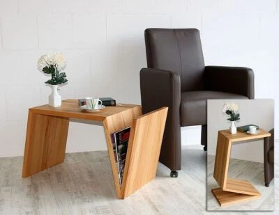 Massivholz Couchtisch Kernbuche geölt Beistelltisch Laptop-Ständer ablage Tisch - Bild 1 von 4