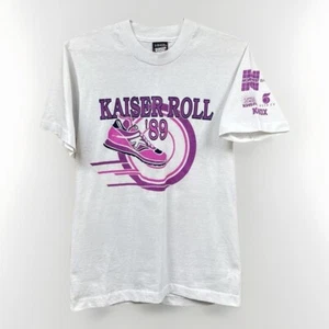 Vintage Run Race T Shirt Kaiser Roll ‘89 New Balance Style Shoe White Small - Picture 1 of 12