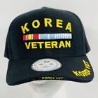 Korea Veteran Embroidered Patch Black Strapback Hat Cap