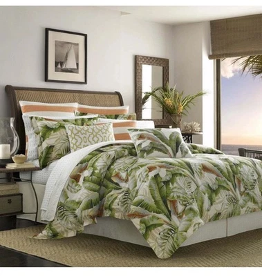 Juego de 3 fundas nórdicas Tommy Bahama Palmiers VERDE 100 % algodón KING y 2 fundas nuevas Foto 1 de 4