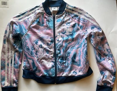 Adidas Chaqueta de Pista 3 Rayas Mármol Rosa Azul Cremallera Completa Talla Niños Med 11-12y Foto 1 de 2