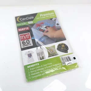 CenDale 𝐏𝐫𝐞𝐦𝐢𝐮𝐦 DTF Transfer Film 11"x17" 60 Sheets Single-Sided Matte - Picture 1 of 6