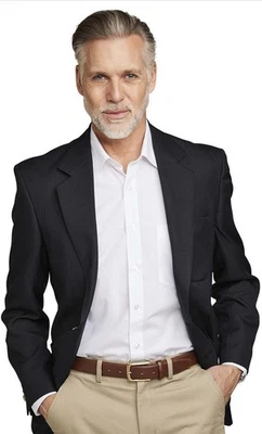 Мужской однобортный классический блейзер Chums Oxford стандартного покроя черный размер 44 новый с этикетками - Изображение 1 из 4