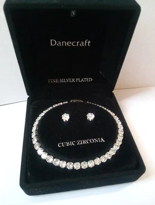 Brazalete de tenis Dane Craft enchapado en plata fina de 4 mm y pendiente de 5 mm conjunto de regalo de joyería Foto 1 de 4