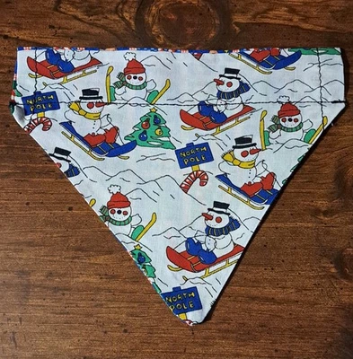 Dog Bandana Over The Collar Reversible Christmas Snowman Size Large - Image 1 of 2