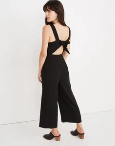 Madewell Apron Bow-Back Jumpsuit Black Size 0 - Picture 1 of 14