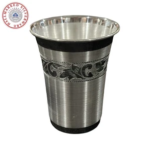 999 Pure Silver Hallmarked Designer Glass - Style#05 - Picture 1 of 10