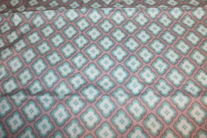 Teal Blue and Gray Art Deco Cotton Fabric Waverly 25x44 - Picture 1 of 1