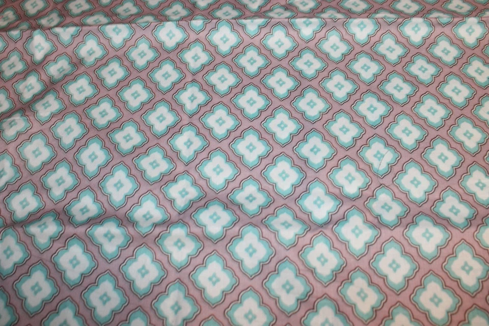 Teal Blue and Gray Art Deco Cotton Fabric Waverly 25x44 - Image 1 of 1