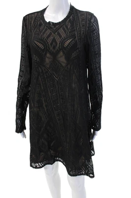 Vestido BCBG Max Azria Feminino Preto Manga Longa Asteca Tamanho M - Imagem 1 de 4