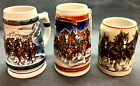 Lot of 3 Vintage 1990s Budweiser 3D Collector Beer Steins Clydesdales Christmas for sale