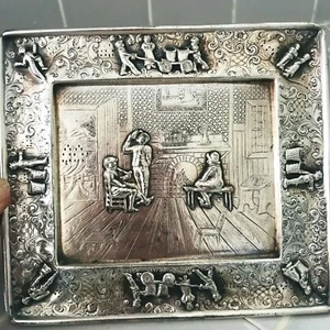 Antique Silver Plate Scenic Dutch Repousse Plaque by Barbour Silver Co USA - Picture 1 of 9