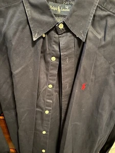 Ralph Lauren Blake Shirt Mens Large Navy Blue Wool Blend Button Down Long Sleeve - Picture 1 of 2