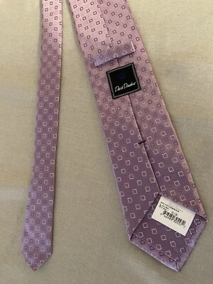 Corbata para hombre David Donahue nueva con etiquetas patrón geográfico seda lila Italia Foto 1 de 4