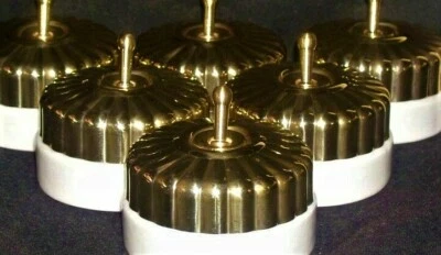 VINTAGE BRASS & CERAMIC ELECTRIC SWITCH BUTTON CUPCAKE DESIGN 1 WAY DECOR SET 6 — 第 1/4 张图片