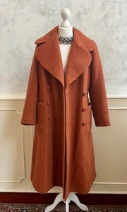 Vintage MAX MARA 1980's Rust Burnt Sienna Long Boho Trench Over Coat Medium - Picture 1 of 12