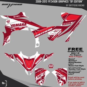 YFZ450R Gráficos 2009-2013 DFR DF Edition Guardabarros Laterales Rojos Blancos - Imagen 1 de 5
