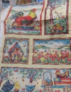 2 panels 46x 34" each with Farm House Scenes Chickens Country Tulips Quilts Bird - Picture 1 of 10