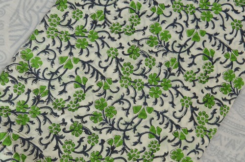 VETEMENTS Stampa_828 Blocco Indiano a Mano Bellissimo Tessuto Multi Floreale Cotone 3 Iarde Artigianale