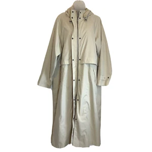 L.L. Bean Full Length Trench Coat Women’s XL Snap Beige Jacket Removable Hoodie - Picture 1 of 12