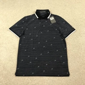 G/Fore Golf Polo Shirt Mens Medium Striped Font Black New - Picture 1 of 8