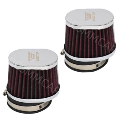 High Flow Motorcycle Scooter Air Cleaner Intake Filter Pod Kit Washable 60mm x2 - Image 1 of 4