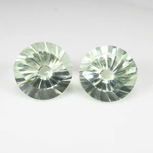 Coppia 12,00 Ct Ametista Verde Lucentezza Top Naturale Bellissima Tonda Taglio Laser-1578 - Foto 1 di 2