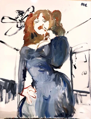 Gothic Girl Americana Interior Surrealist Oil On Canvas 22”x28” Original Signed - Image 1 of 3