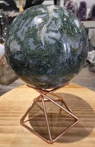 Moss Agate Druzy Crystal Sphere 6.5cm 368g Minerals Healing Chakras Gemstones - Picture 1 of 7