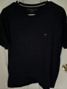 TOMMY HILFIGER Men's Size L Dark Blue Short-Sleeve Crewneck Embroidered Logo - Picture 1 of 7