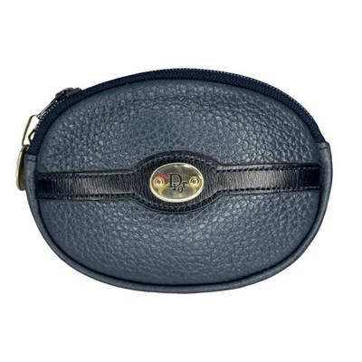 Monedero Christian Dior de cuero granulado azul marino vintage hecho en Francia Foto 1 de 4