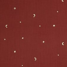 Musselin Stoff Double Gauze -Bordeaux Rot- Mond und Sterne Ab 25cm