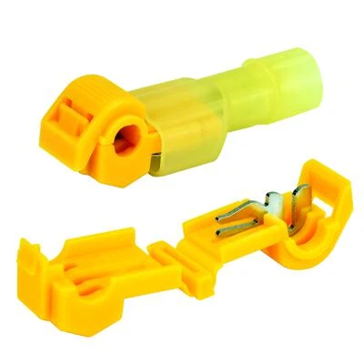 50 T-Tap Quick Disconnect Terminal Yellow 12-10 GA AWG Gauge Wire Connector Car - Image 1 of 4