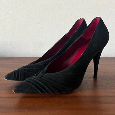 Zapatos de salón Versani de gamuza negros para mujer 8,5 punta 100 mm hechos en Italia Foto 1 de 4