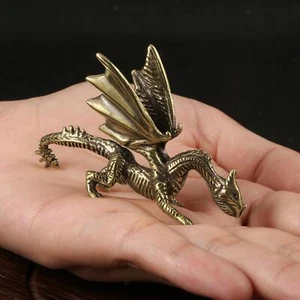 Brass Dragon Ornament Flying Dragon Statue Realistic Small - Picture 1 of 6