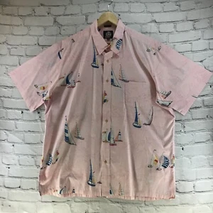 Reyn Spooner Vintage Hawaiian Shirt Pink Catamaran Sail Boat Mens Sz XXL FLAW - Picture 1 of 8