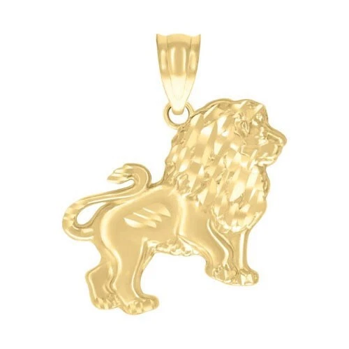 Nuevo colgante pequeño pequeño pequeño con dije de vida silvestre animal león de oro amarillo sólido de 10kt para hombre Foto 1 de 1