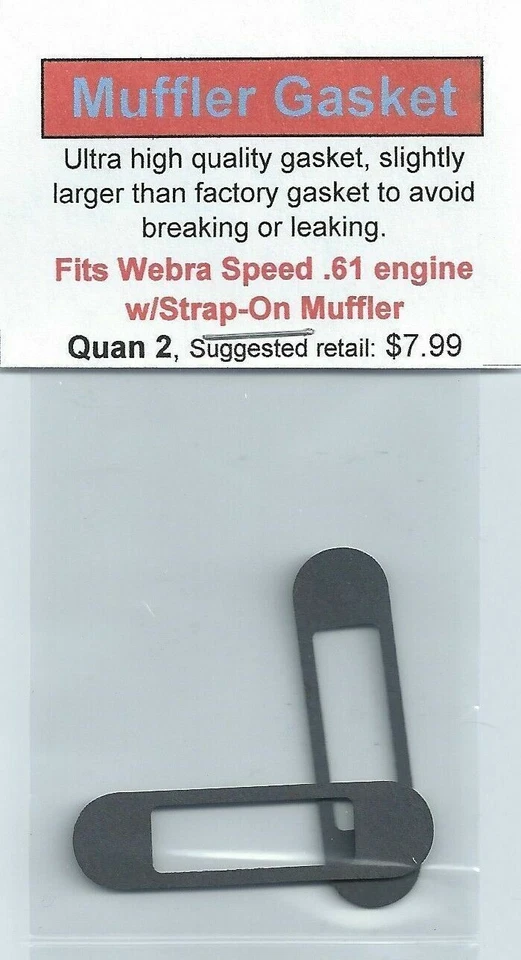 Junta de silenciador de reposição pacote com 2, compatível com Webra Speed .61 com silenciador de montagem em alça - Imagem 1 de 1