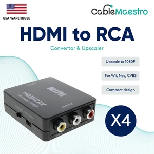HDMI to RCA Converter AV 720p 1080p HDMI2AV Upscaler Video Adapter Wii NES Lot - Picture 1 of 12